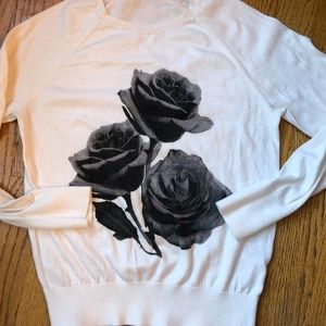 Halogen black rose white lightweight sweater